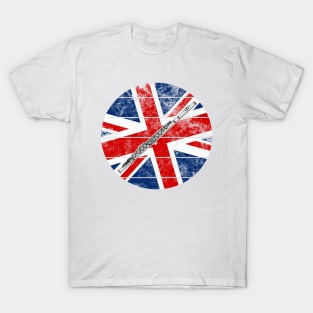 Flute UK Flag Britain Flautist British Musician T-Shirt